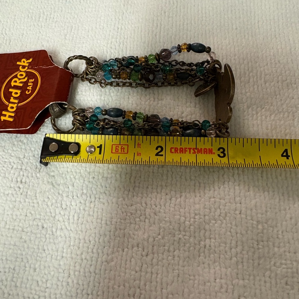 NWT Hard Rock Cafe Teal Green Purple Multicolor Beaded Bracelet - Picture 6 of 8